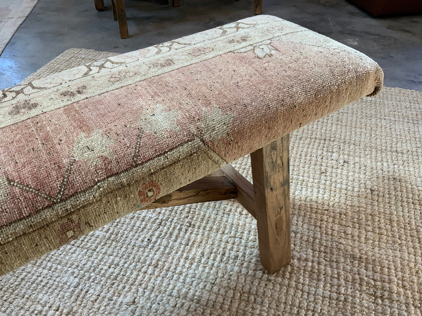 LG - Vintage Rug Upholstered Wood Bench