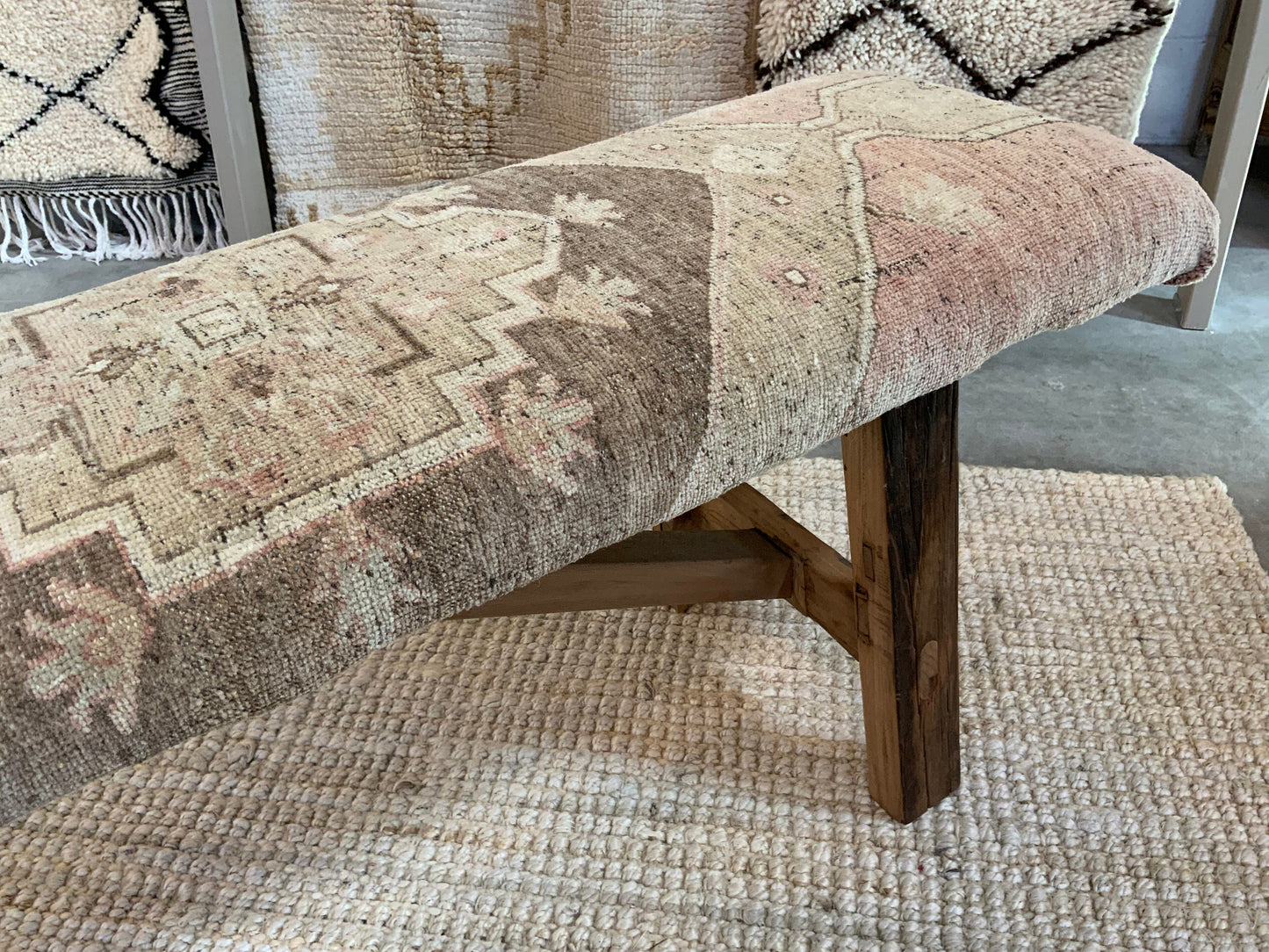LG - Vintage Rug Upholstered Wood Bench