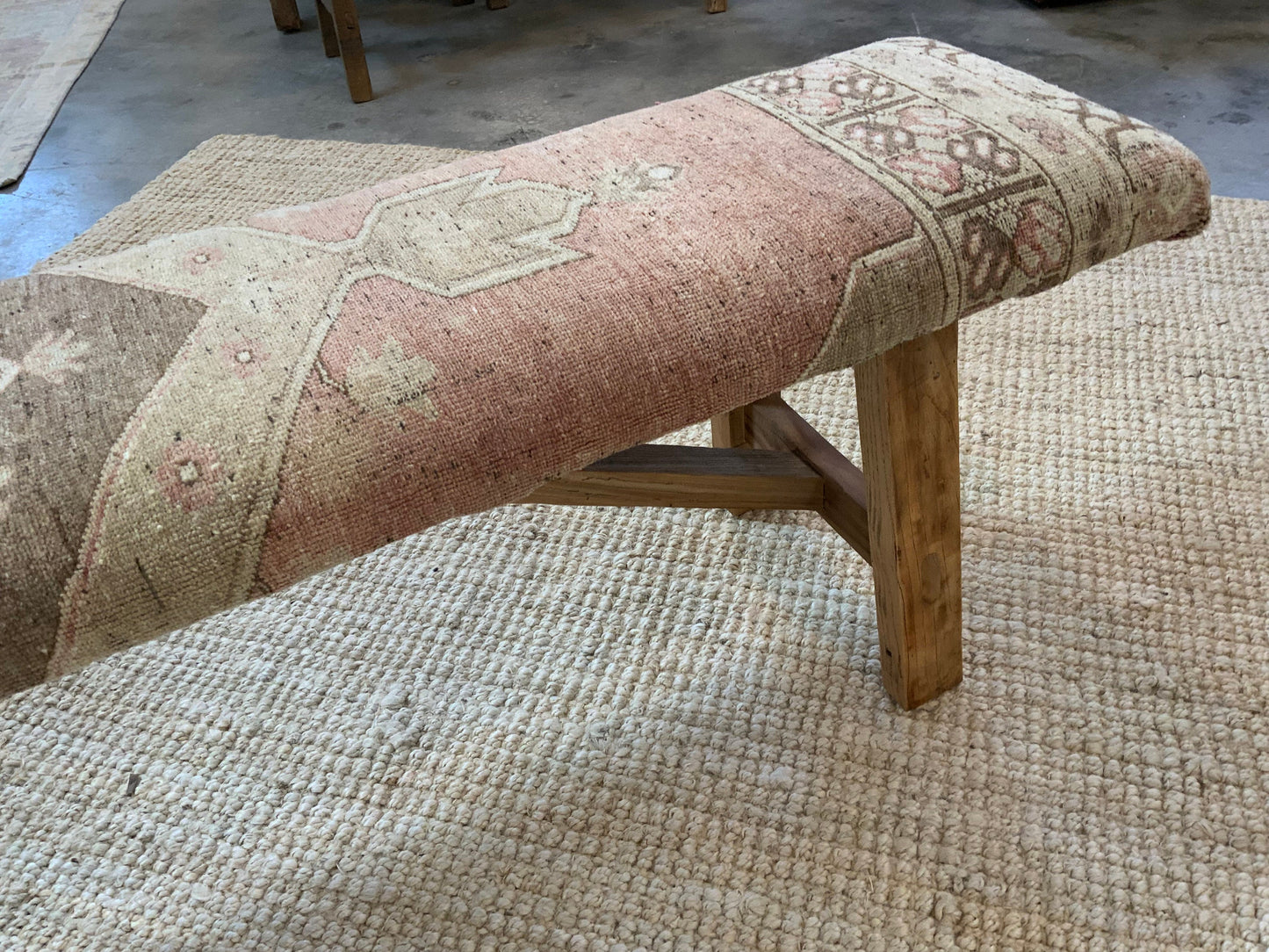 LG - Vintage Rug Upholstered Wood Bench