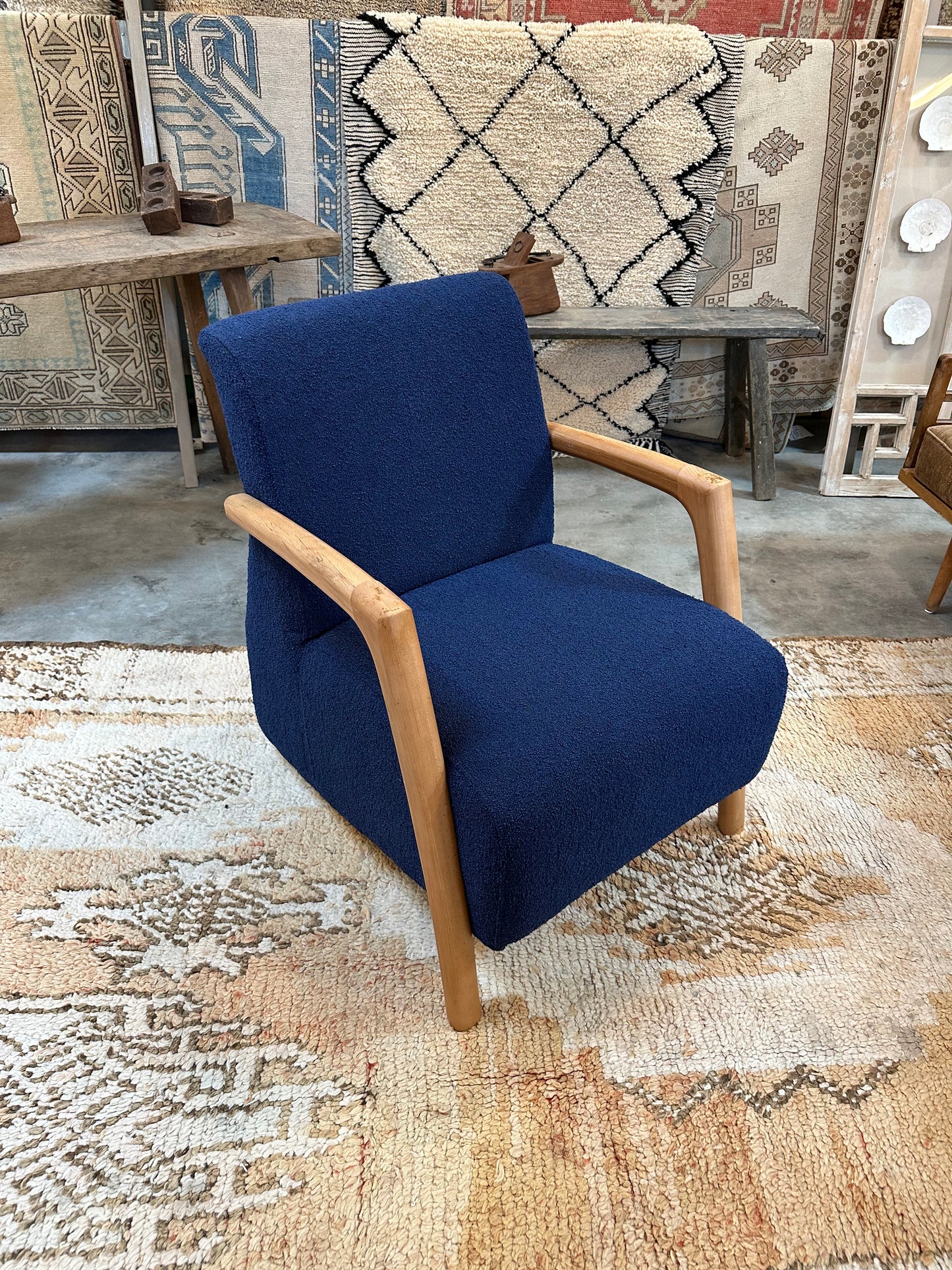 Modern Design Upholstered Walnut Arm Chair - 3 Colors