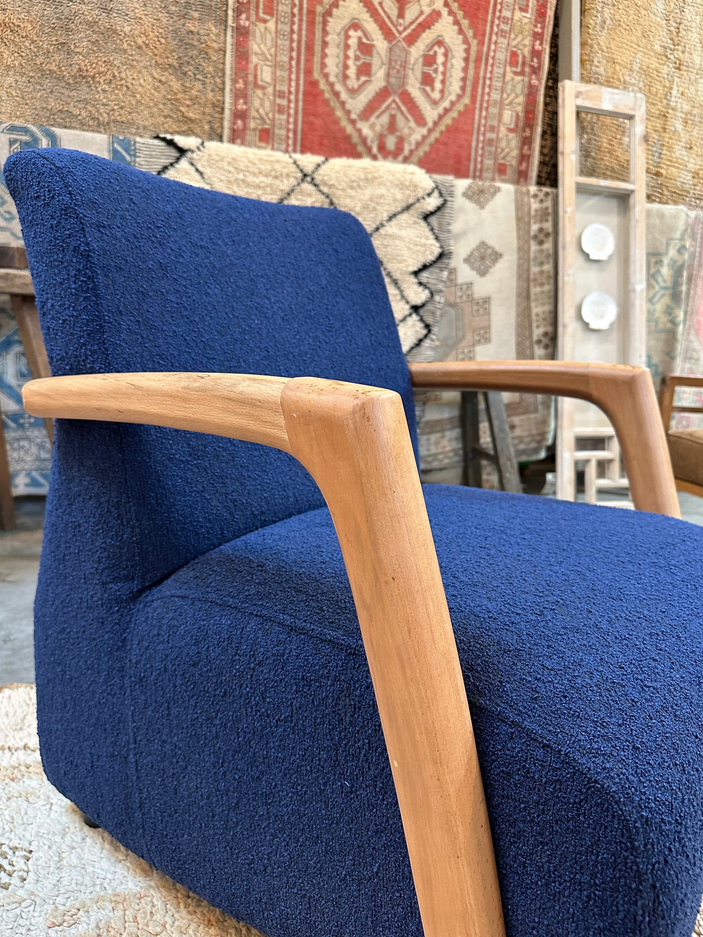 Modern Design Upholstered Walnut Arm Chair - 3 Colors