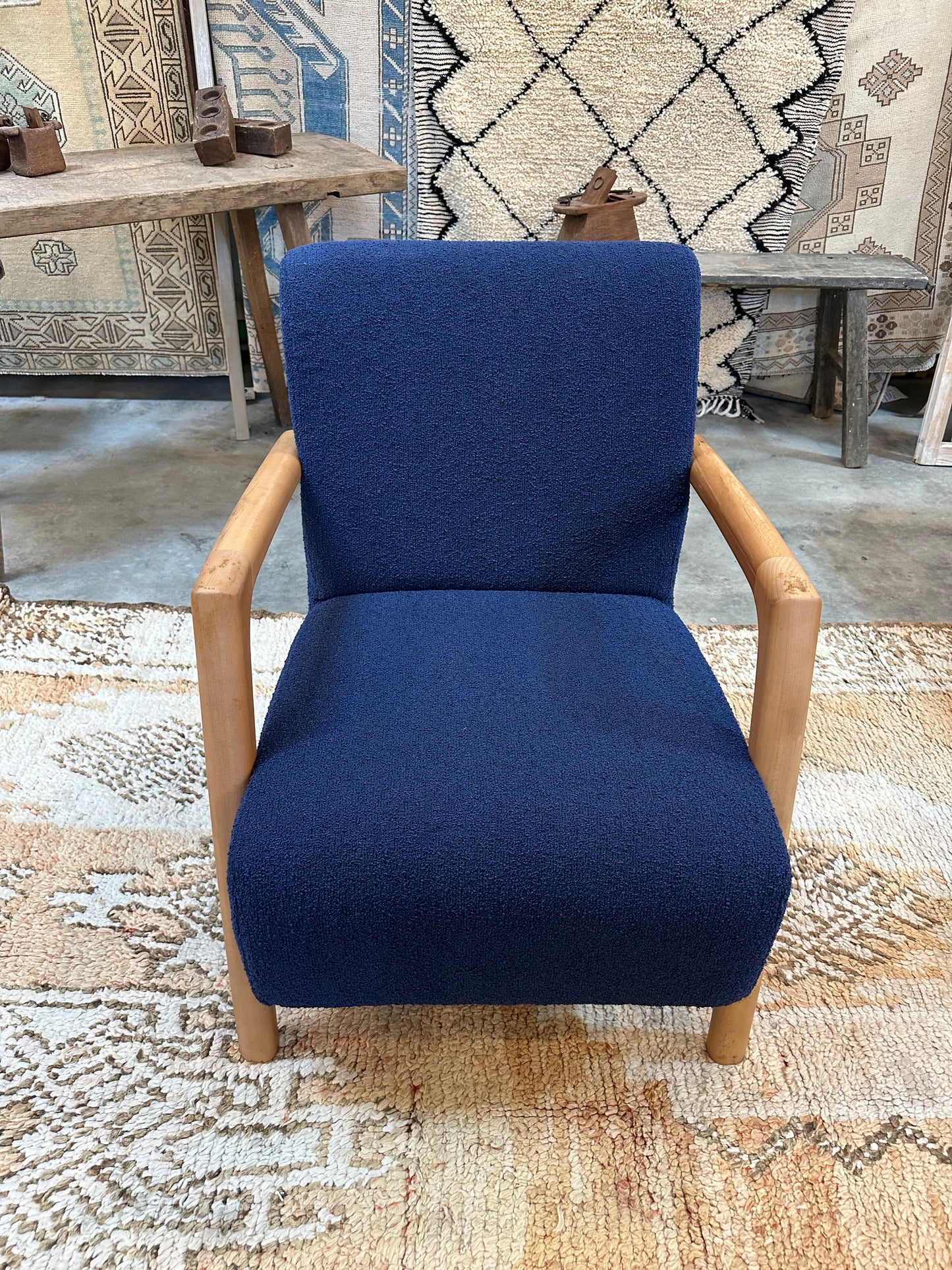 Modern Design Upholstered Walnut Arm Chair - 3 Colors