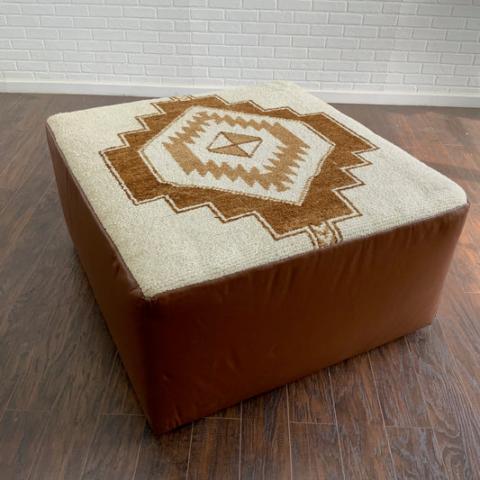 Handcrafted Vintage Rug Upholstered Ottoman XL
