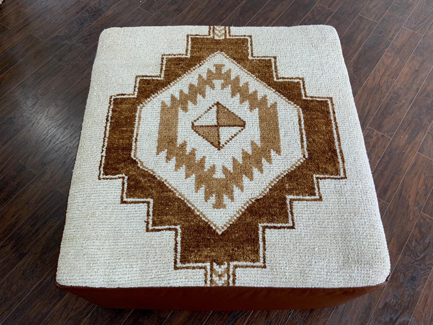 Handcrafted Vintage Rug Upholstered Ottoman XL