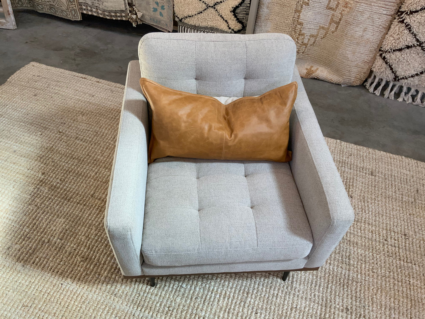 Modern Design Upholstered Arm Chairs - Wood Front
