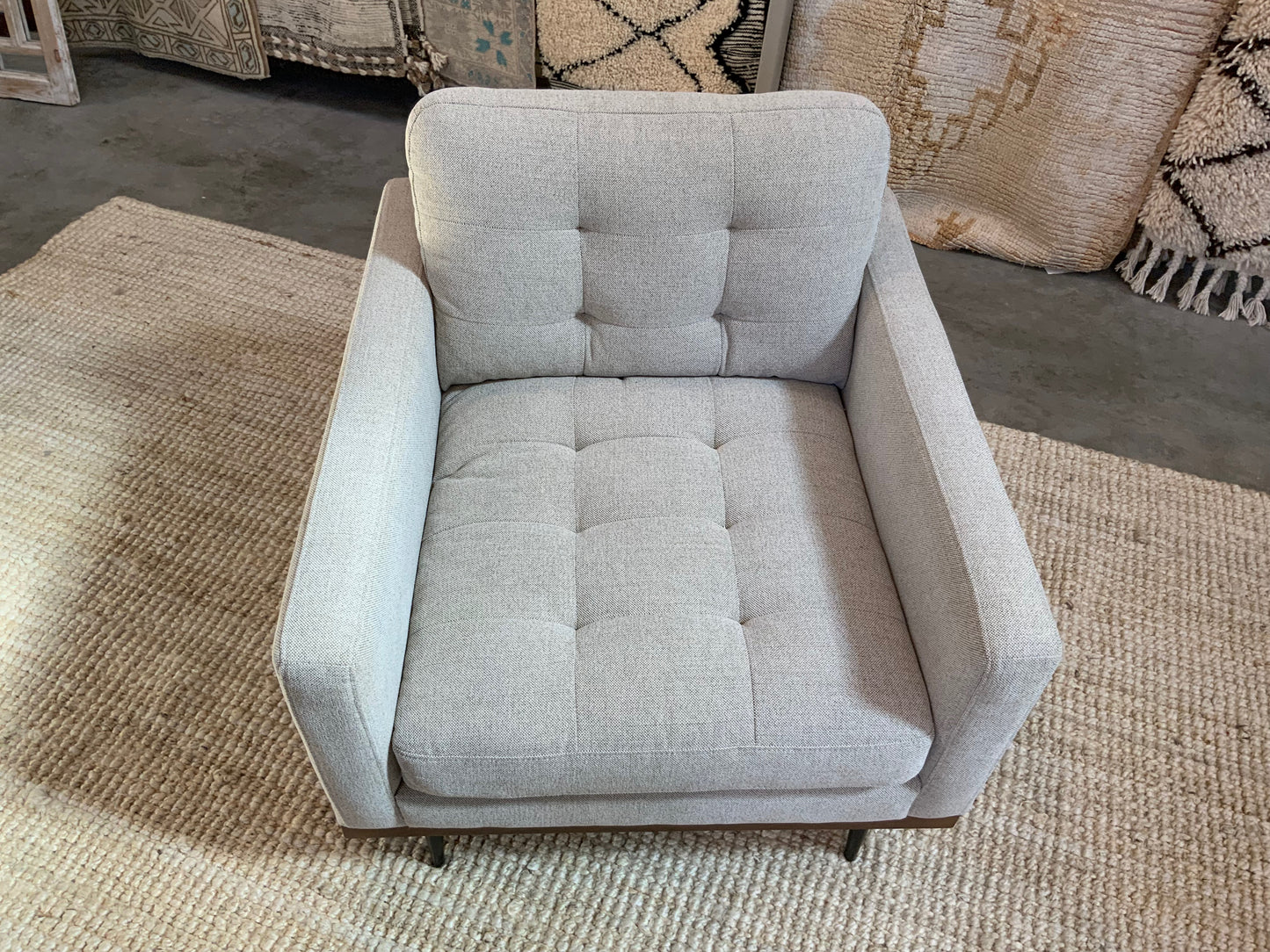 Modern Design Upholstered Arm Chairs - Wood Front