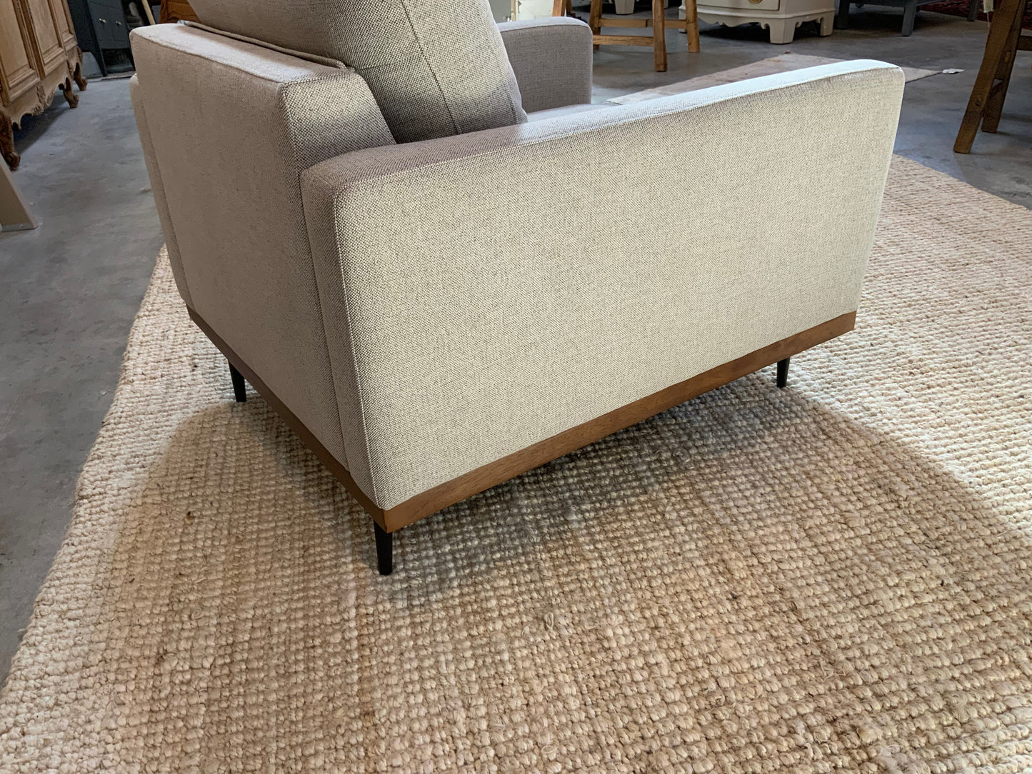 Modern Design Upholstered Arm Chairs - Wood Front