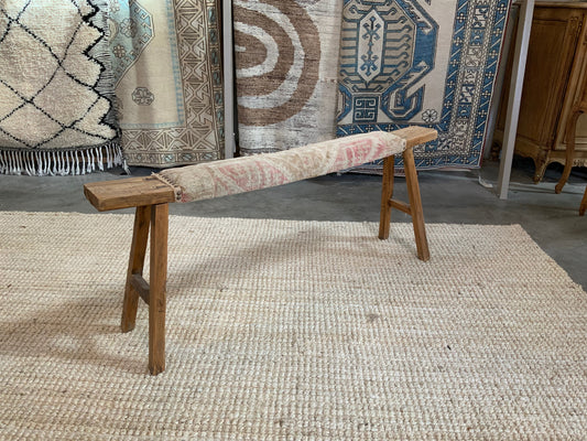 Vintage Turkish Upholstered Entryway Bench - CB102