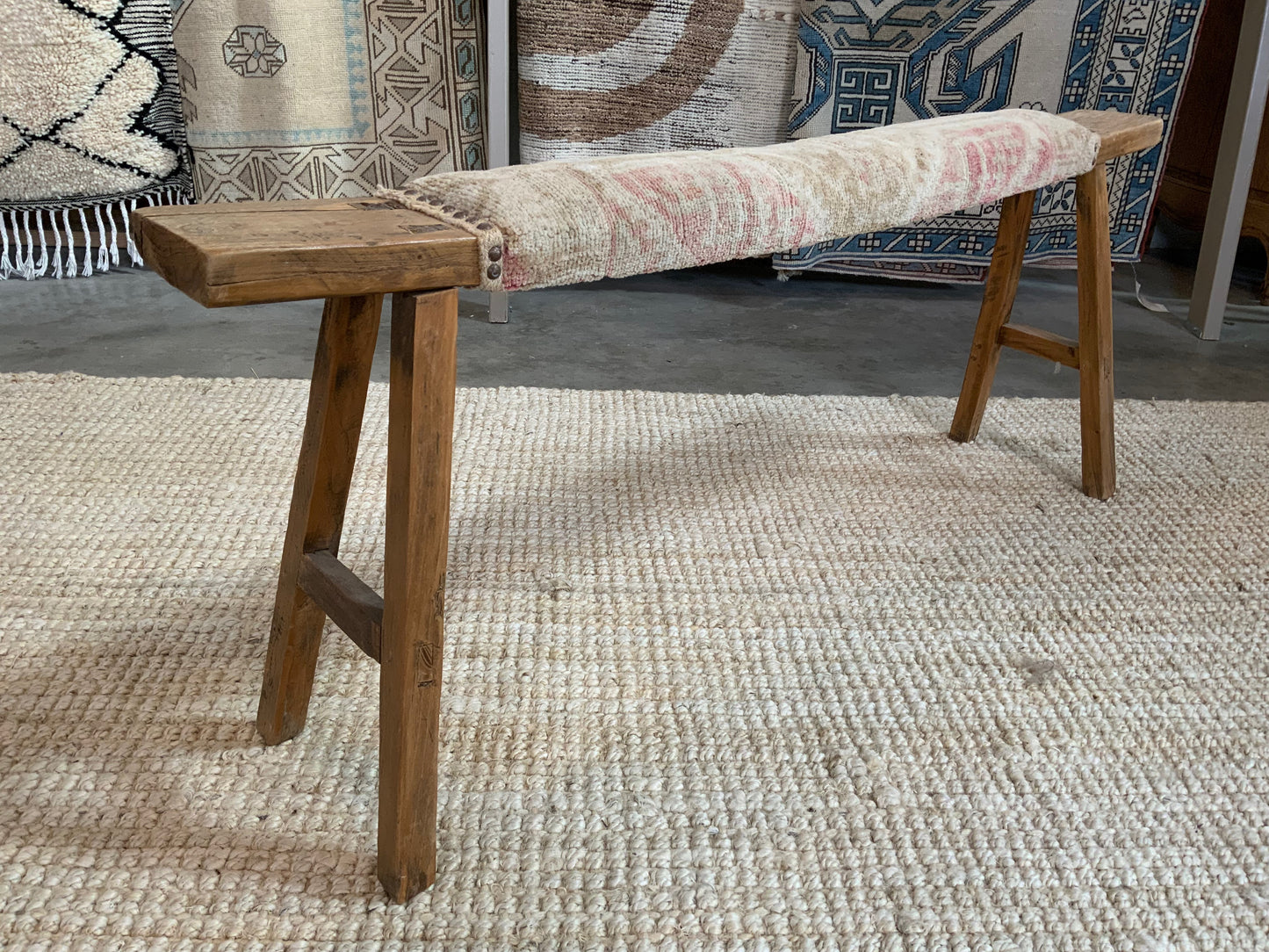Vintage Turkish Upholstered Entryway Bench - CB102