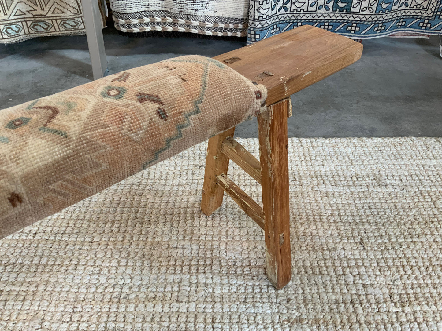 Vintage Turkish Upholstered Entryway Bench - CB108