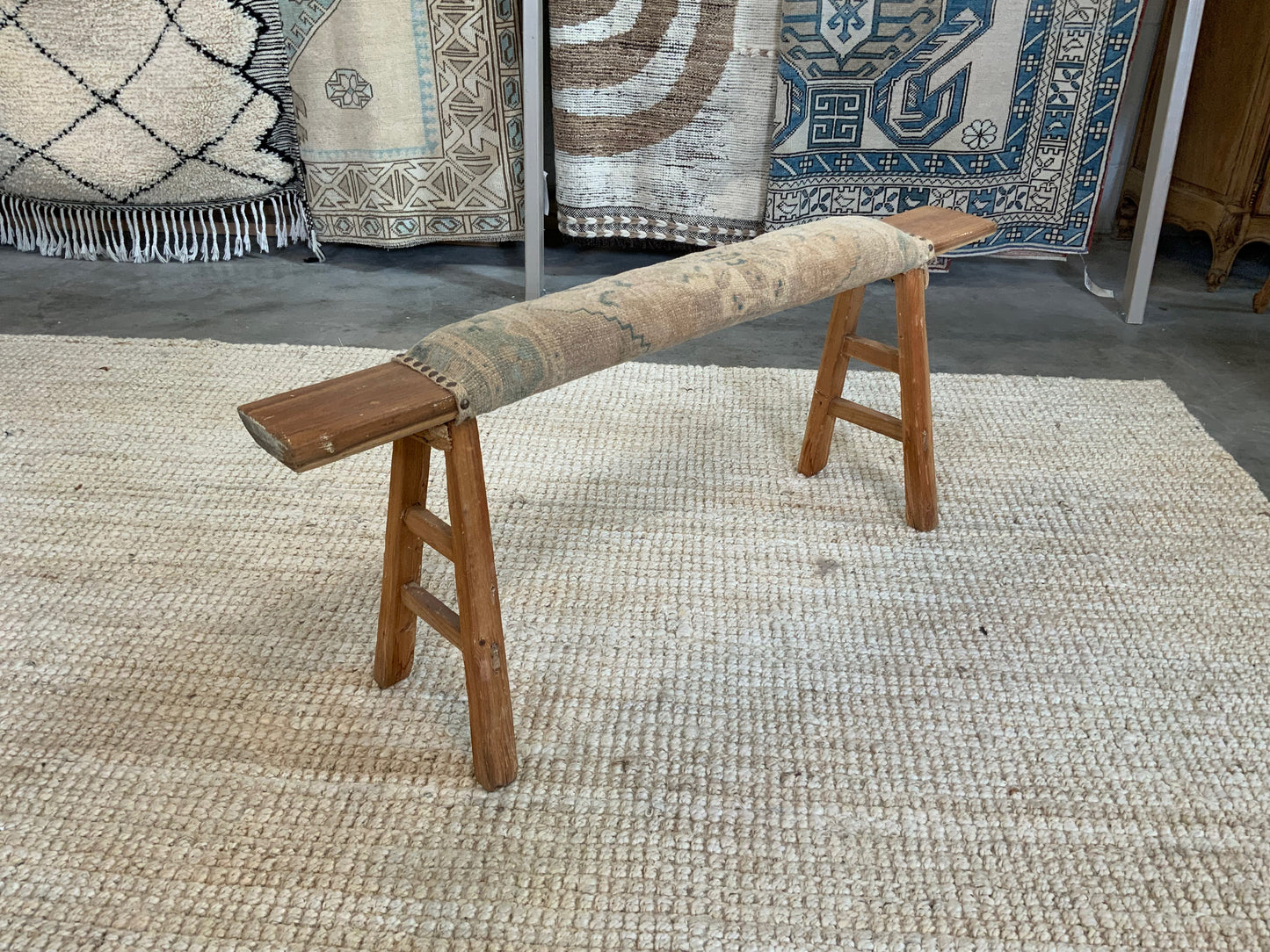 Vintage Turkish Upholstered Entryway Bench - CB106