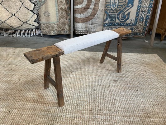 Vintage Turkish Upholstered Entryway Bench - CB300