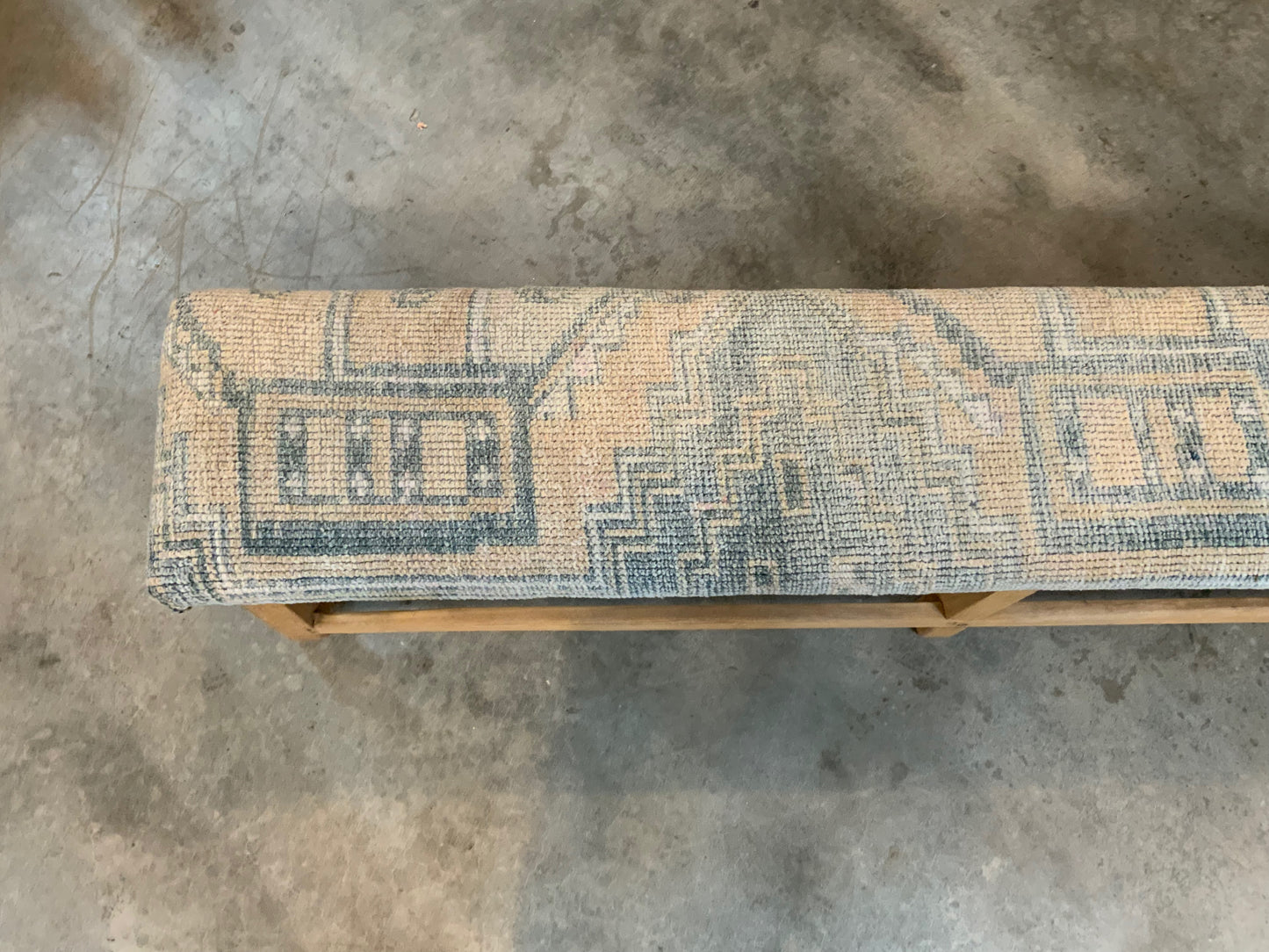 LG - Vintage Rug Upholstered Bleached Wood Bench - B