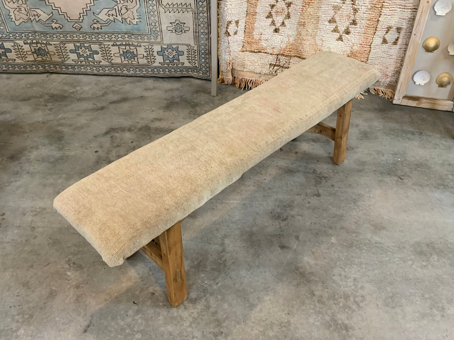 LG - Vintage Rug Upholstered Wood Bench
