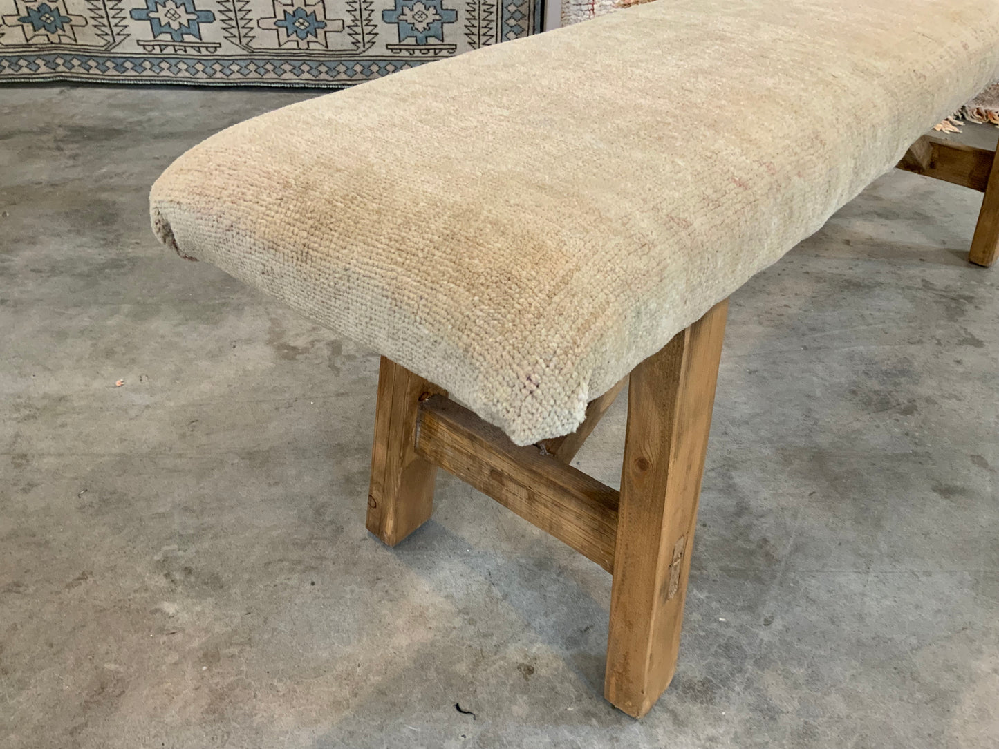 LG - Vintage Rug Upholstered Wood Bench