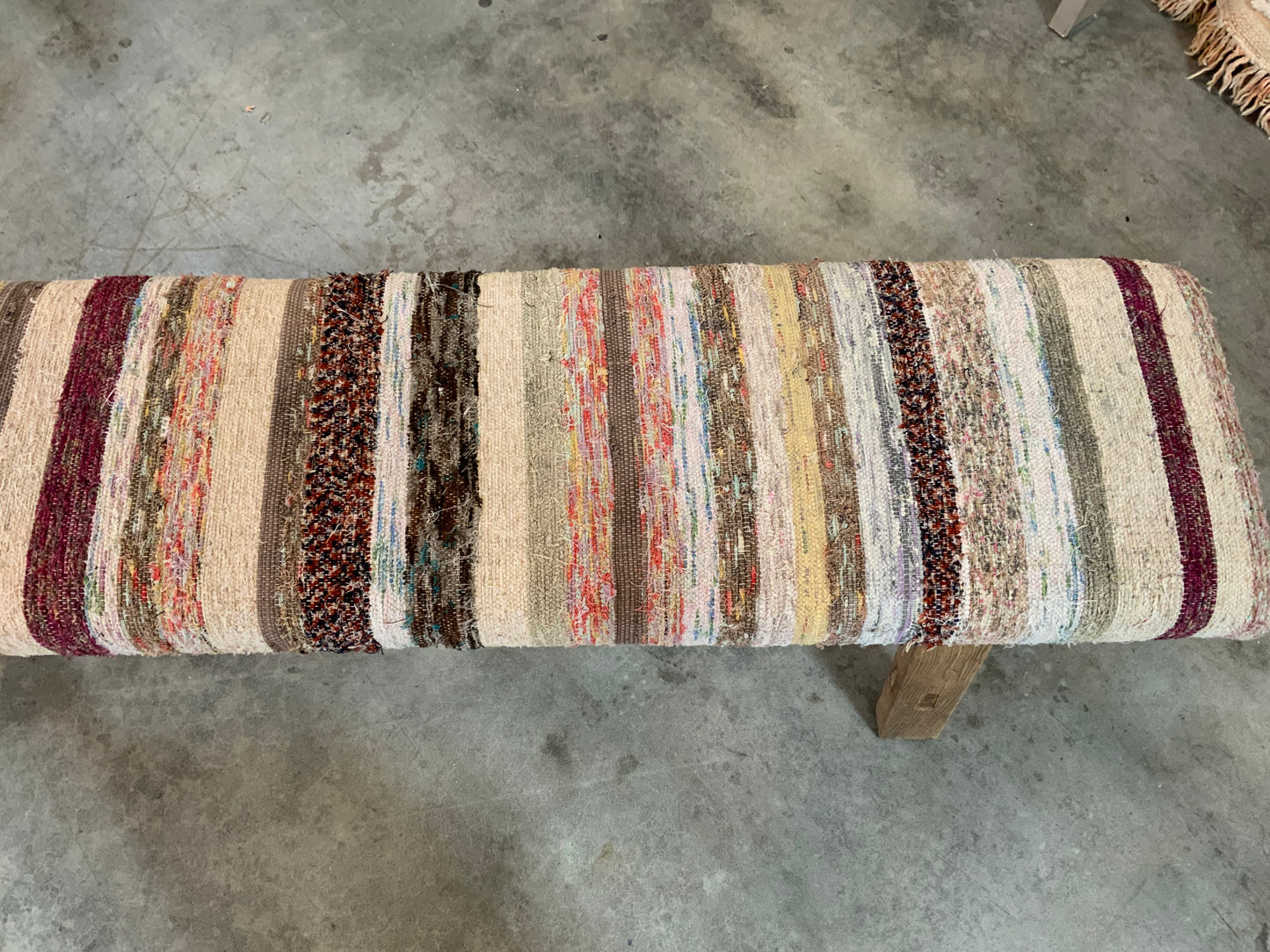 LG - Vintage Rug Upholstered Wood Bench