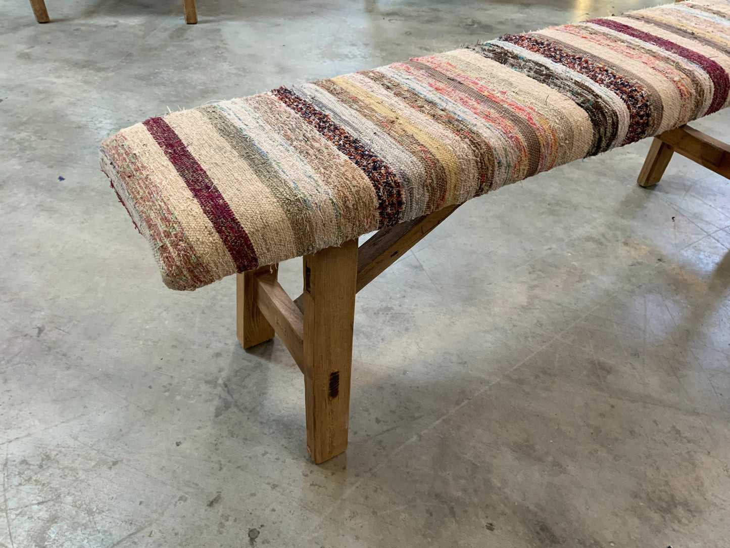 LG - Vintage Rug Upholstered Wood Bench
