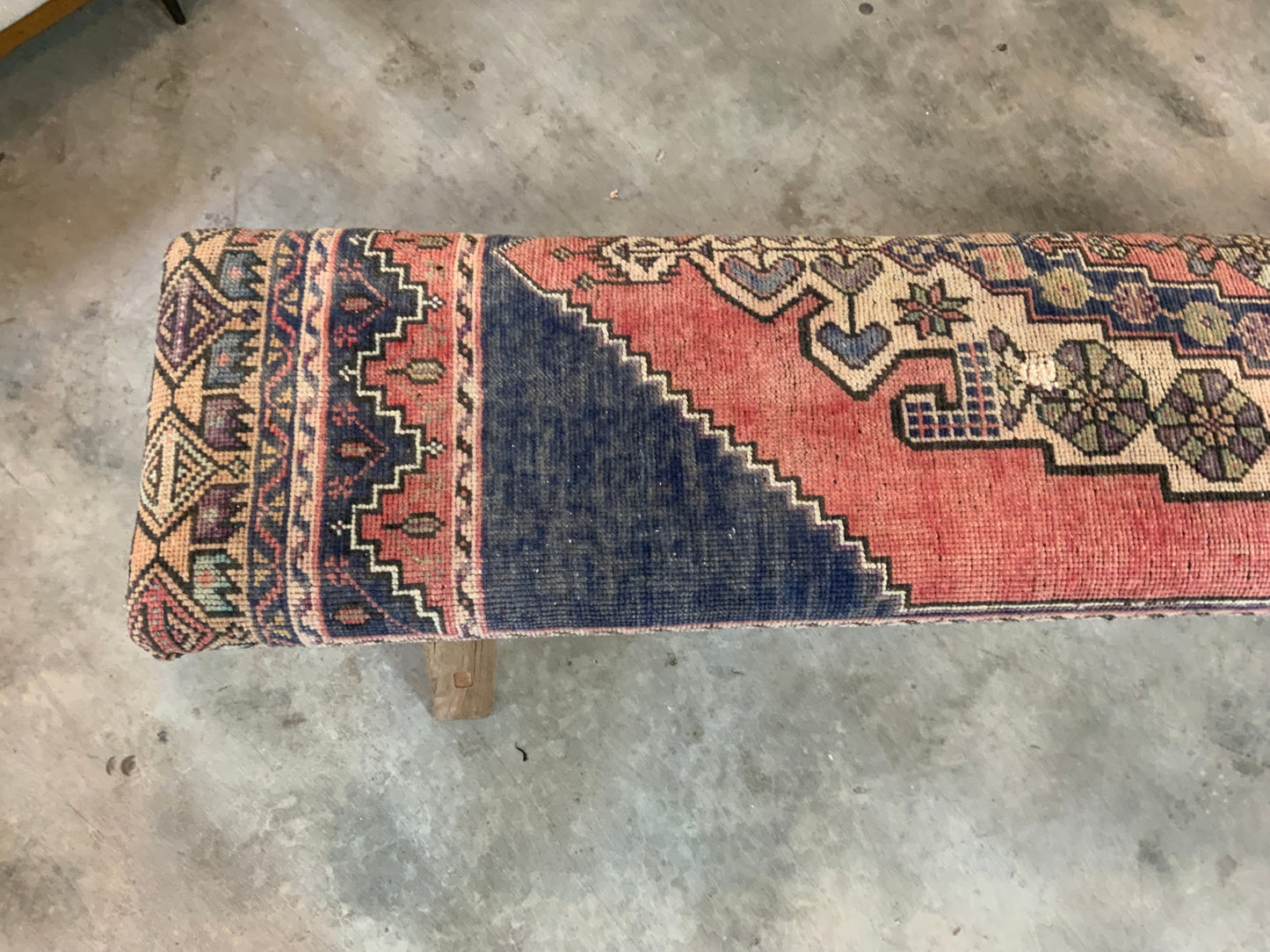 LG - Vintage Rug Upholstered Wood Bench - B