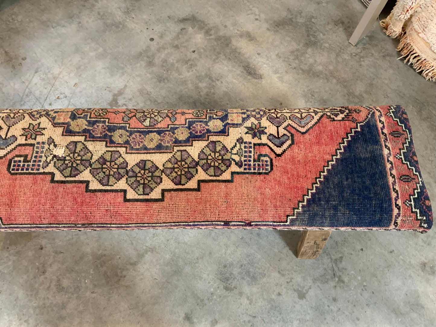 LG - Vintage Rug Upholstered Wood Bench - B