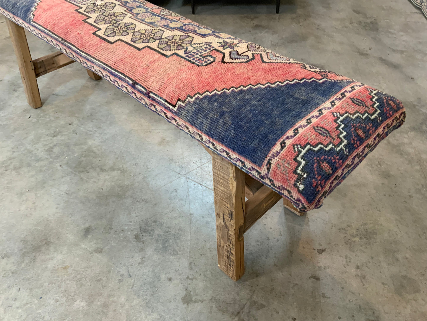 LG - Vintage Rug Upholstered Wood Bench - B