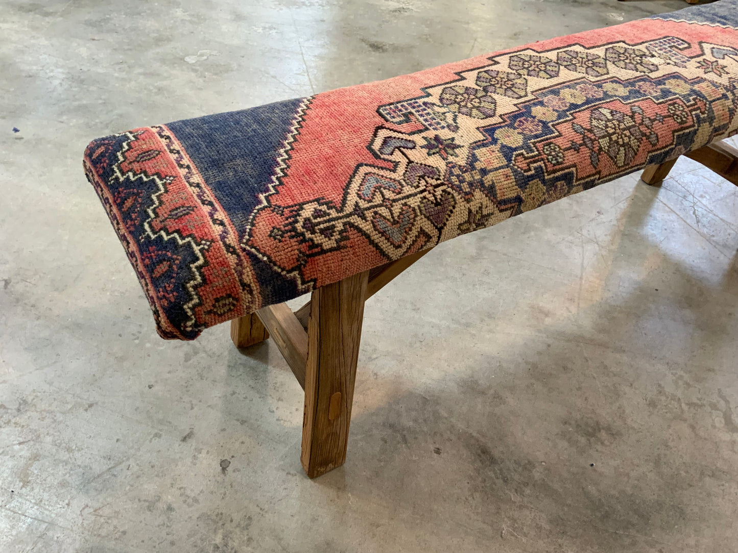 LG - Vintage Rug Upholstered Wood Bench - B