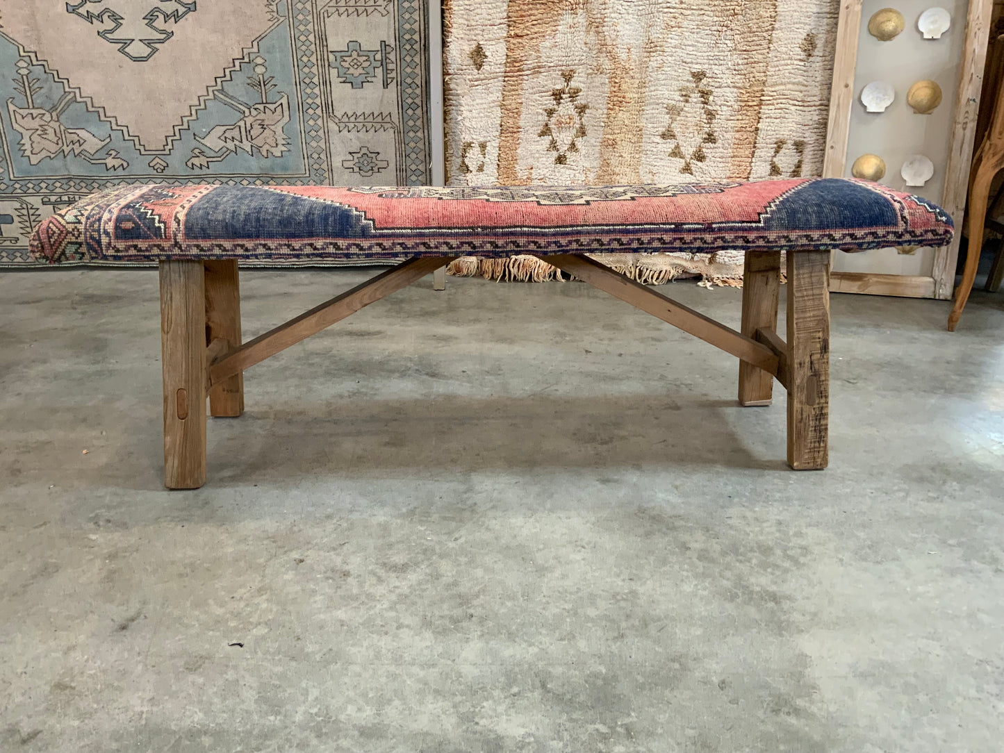 LG - Vintage Rug Upholstered Wood Bench - B