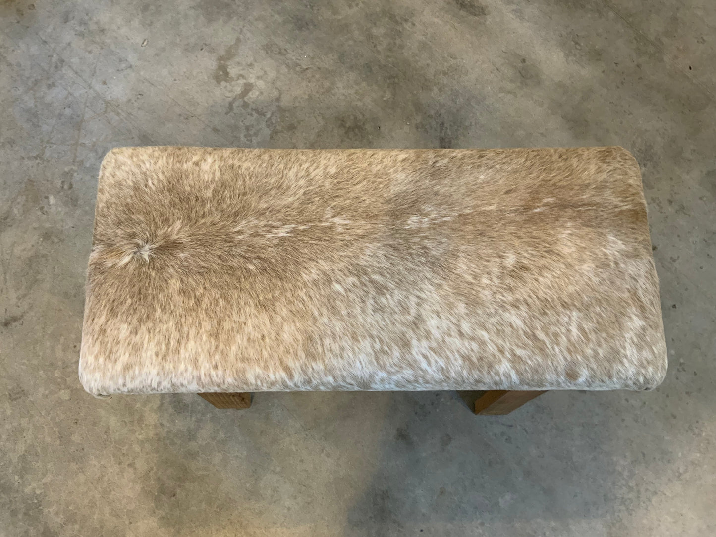 Med - Cow Hide Upholstered Wood Bench