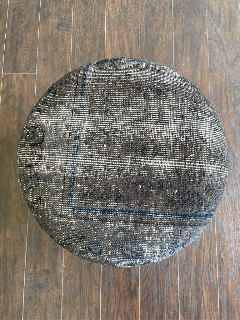 Round Turkish Upholstered Ottoman Mud Cloth - Med TOUS117