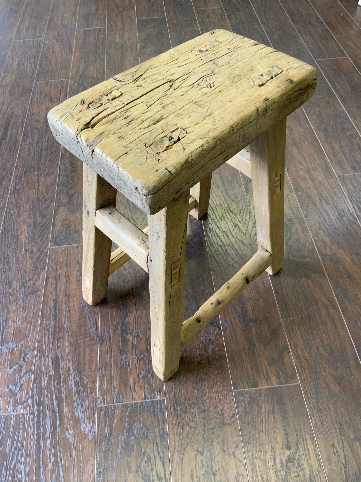 Vintage Reclaimed Elm Wood Seat