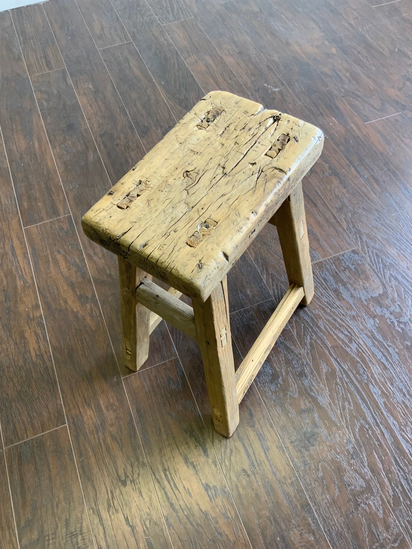 Vintage Reclaimed Elm Wood Seat