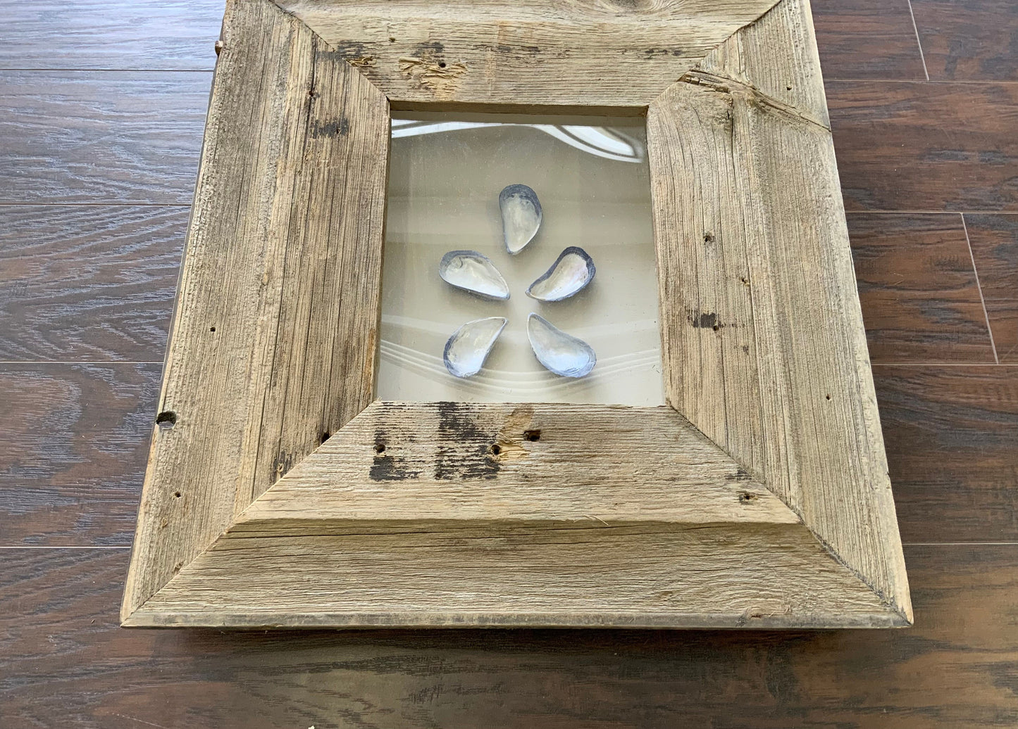 SM - Rectangle Reclaimed Wood Shadow Box - 18” x 20” - Mussels