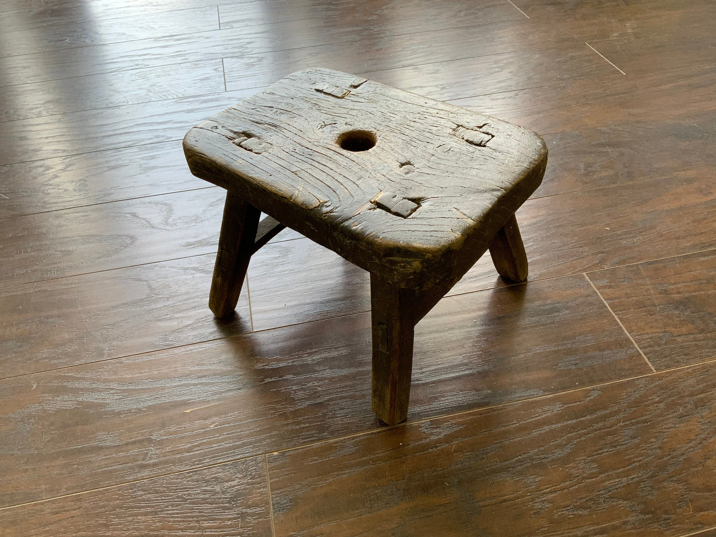 Vintage Reclaimed Elm Wood Mini Stool