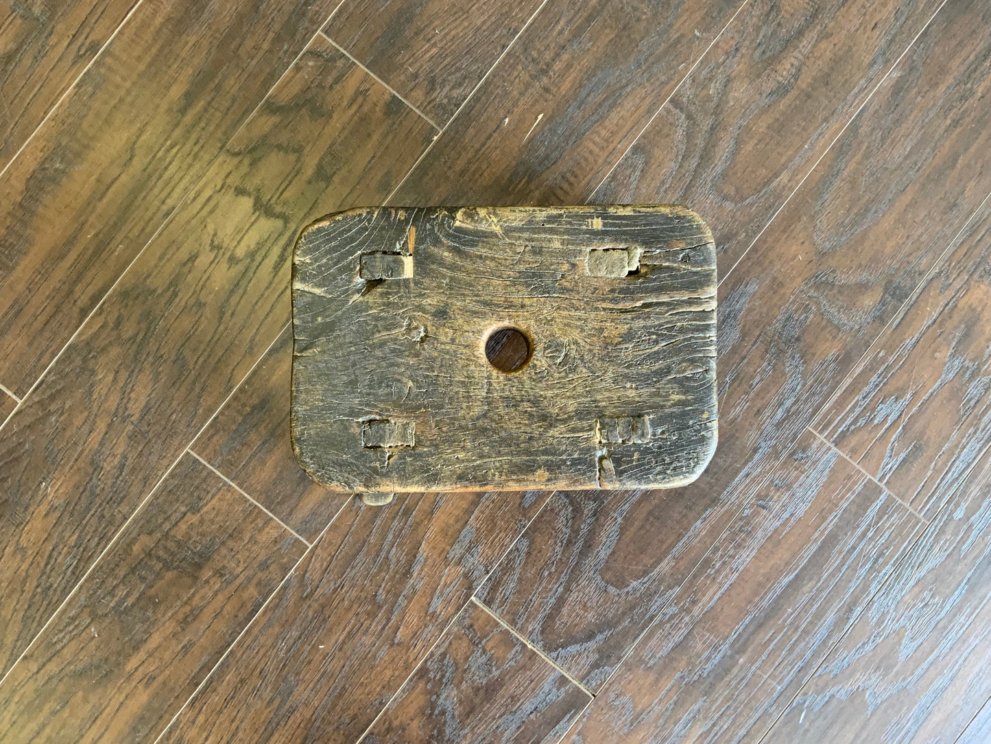 Vintage Reclaimed Elm Wood Mini Stool