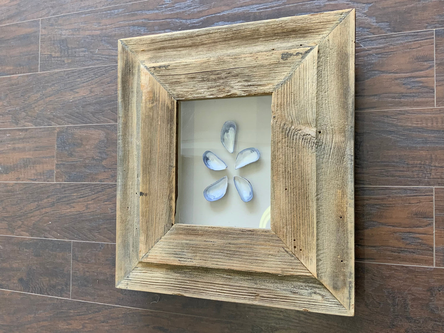 SM - Rectangle Reclaimed Wood Shadow Box - 18” x 20” - Mussels