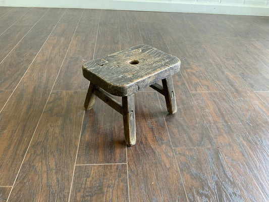 Vintage Reclaimed Elm Wood Mini Stool