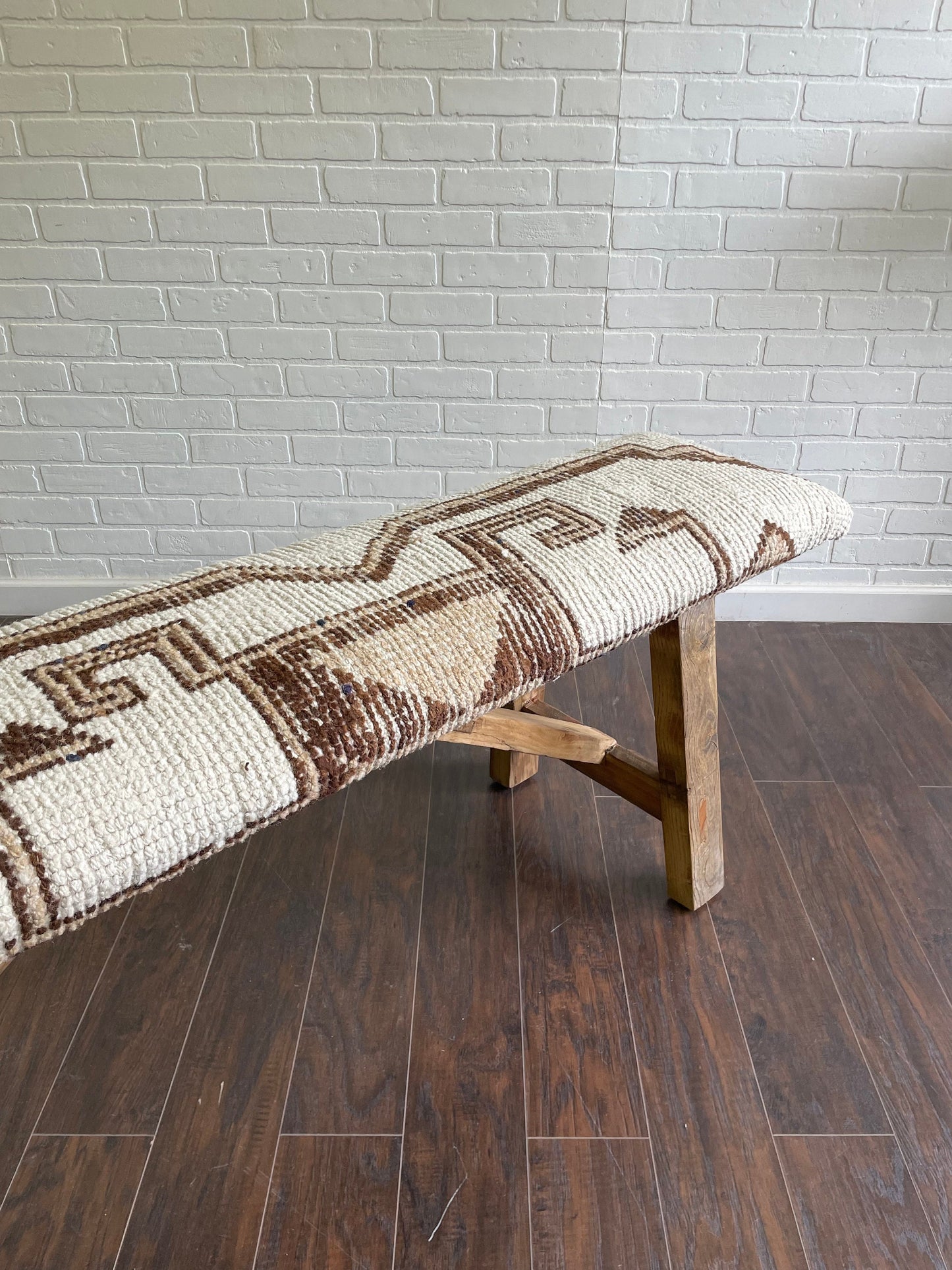 XL - Vintage Rug Upholstered Wood Bench