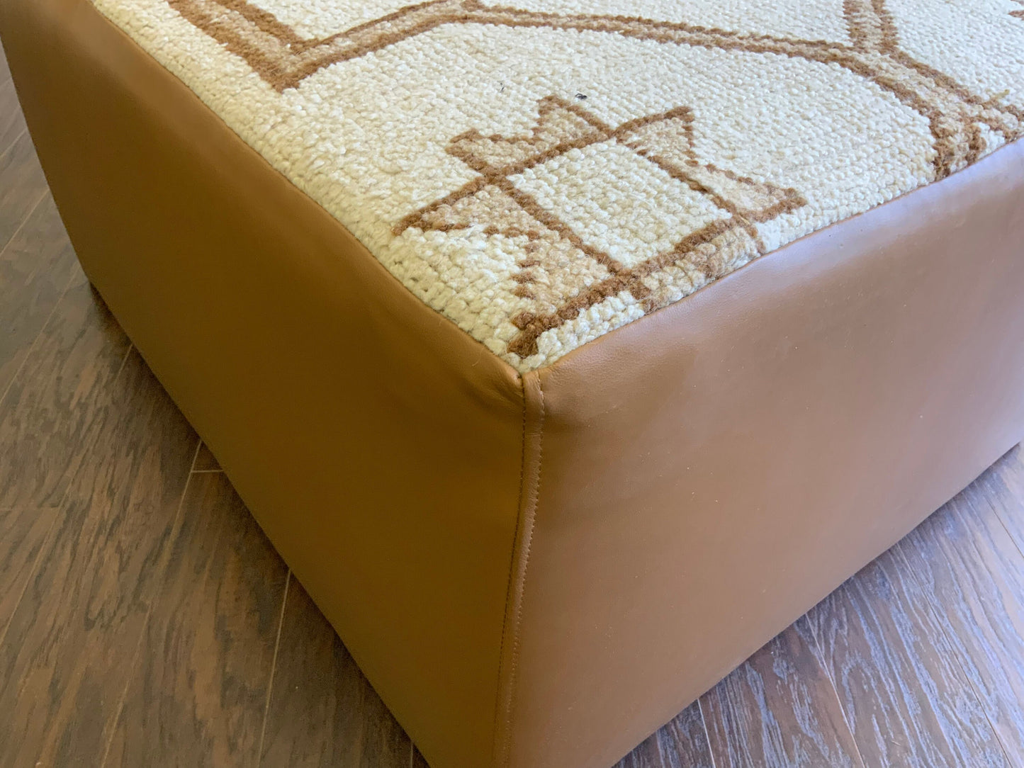 Handcrafted Vintage Rug Upholstered Ottoman