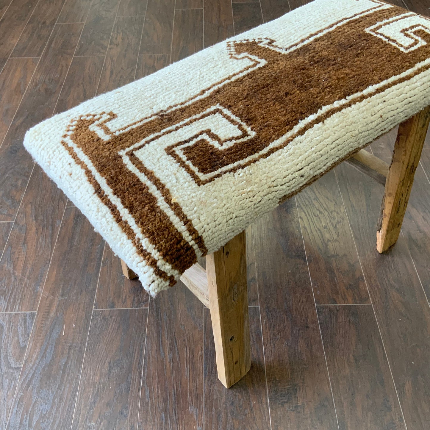 Med - Vintage Rug Upholstered Wood Bench
