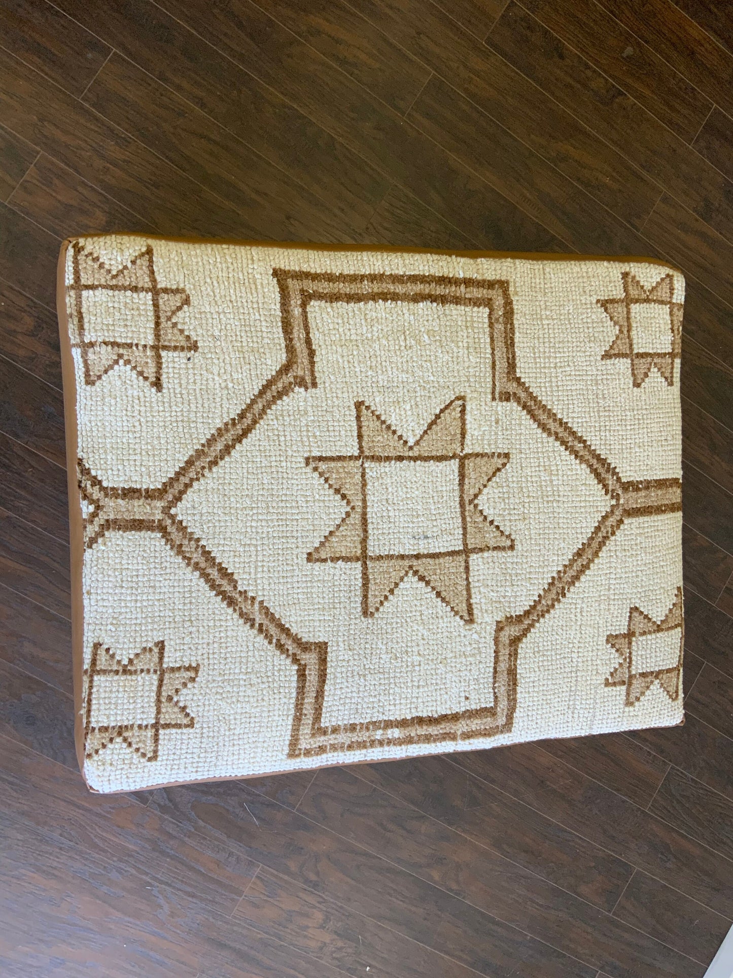 Handcrafted Vintage Rug Upholstered Ottoman
