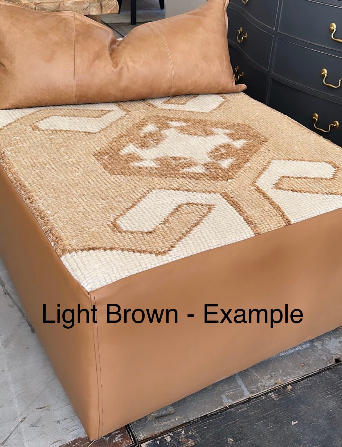 TK1001  - Customizable Vintage Rug Upholstered Ottoman - A