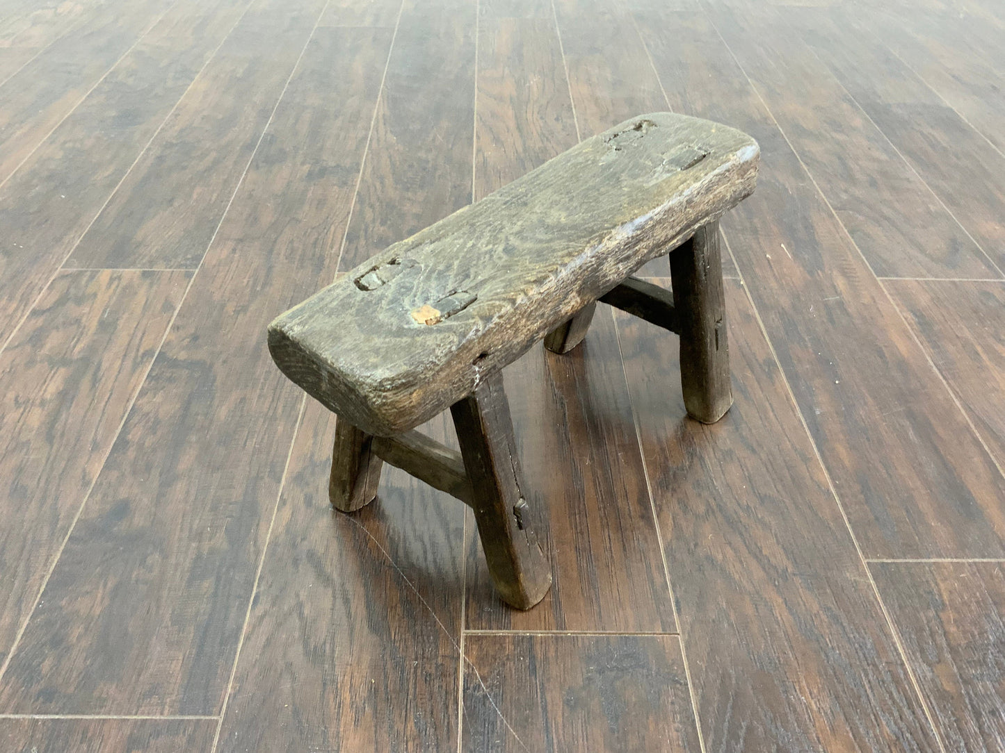 Vintage Reclaimed Elm Wood Mini Stool