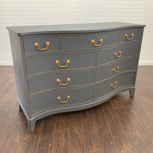 Vintage Serpentine Front Dresser - Slate Gray