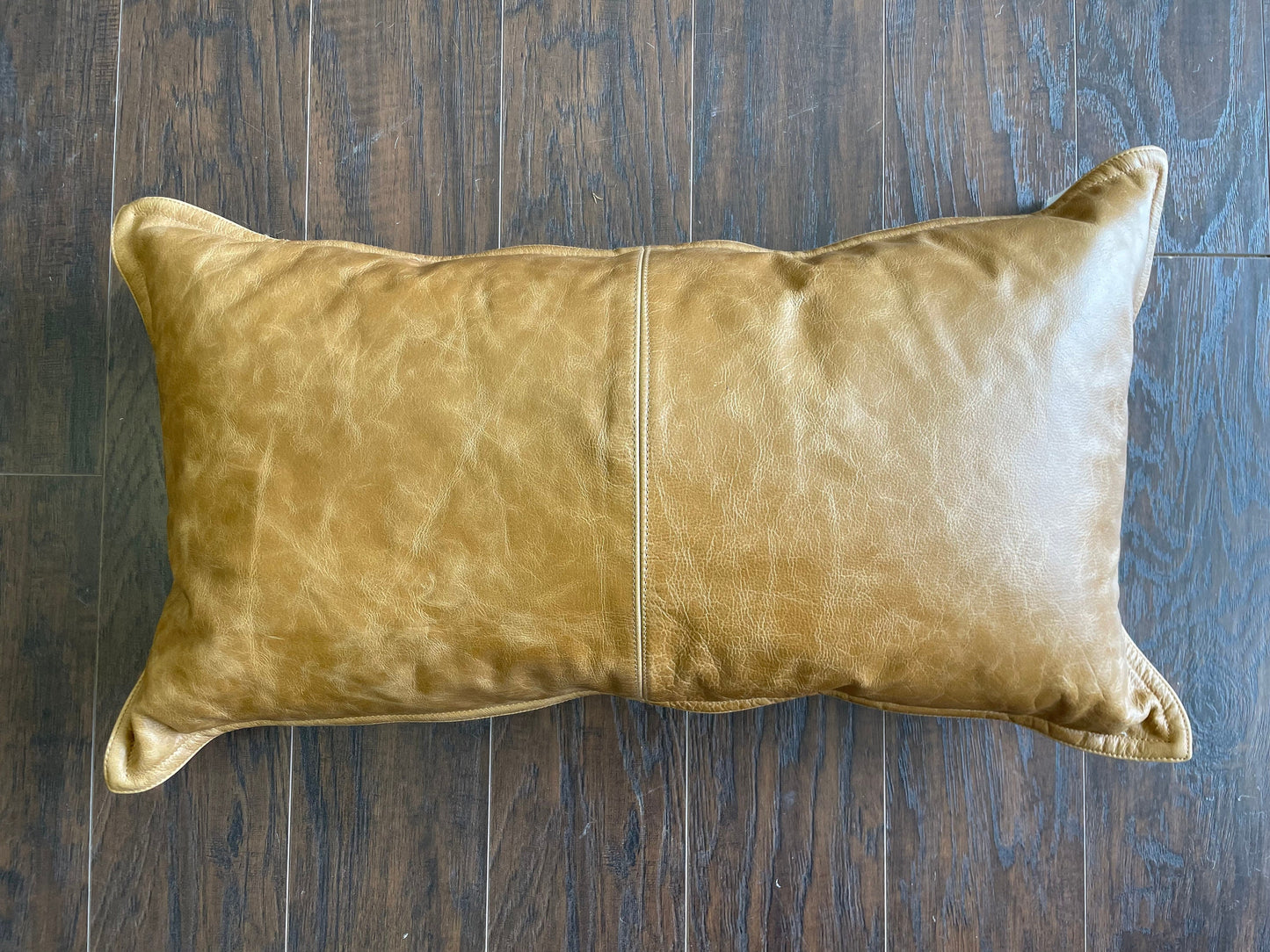 Leather Lumbar Pillow - Cognac - 14” x 26”