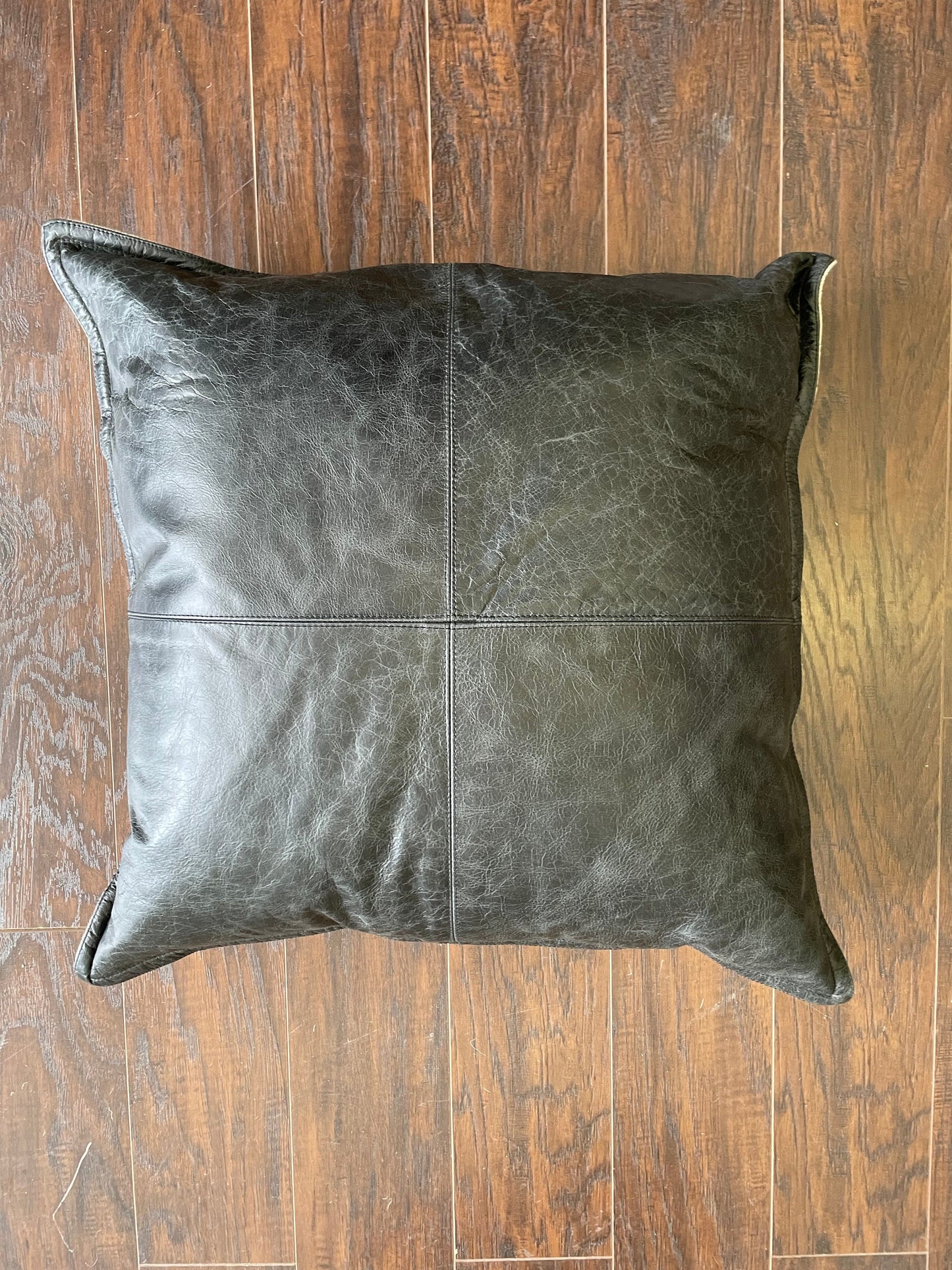Leather Pillow - Black - 22” x 22”