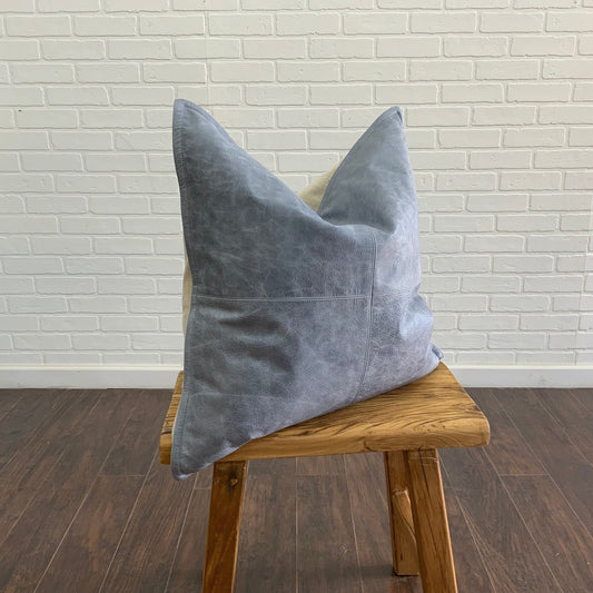 Leather Pillow - Steel Gray - 22” x 22”