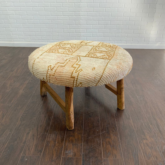 Handcrafted Vintage Rug Upholstered Ottoman - Elm Legs