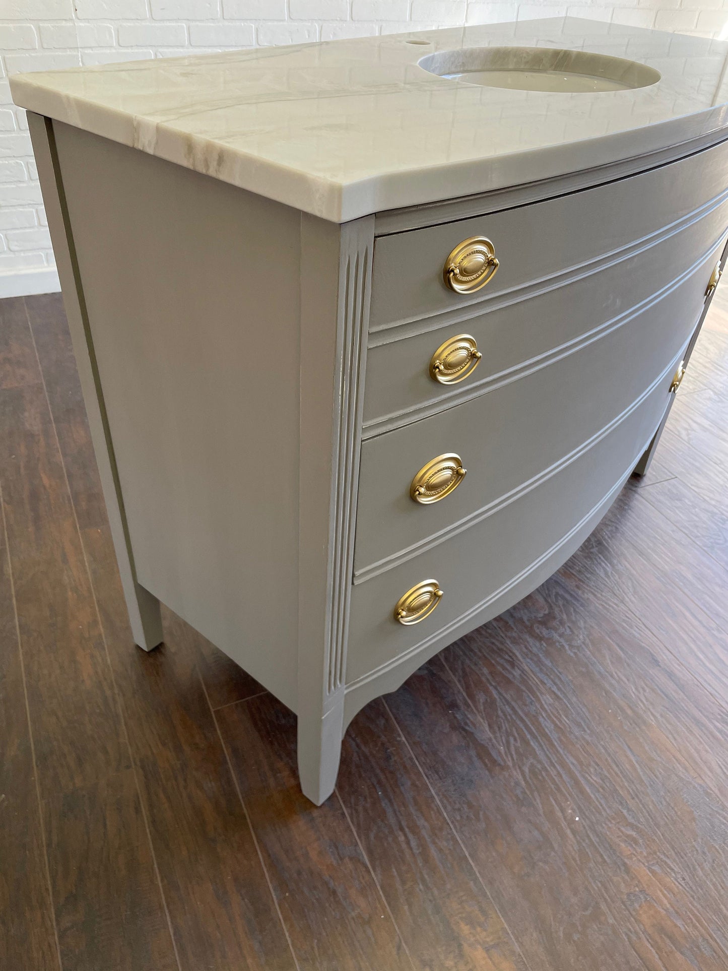 Vintage 3 Drawer Traditional Design Bathroom Vanity - Ash Gray