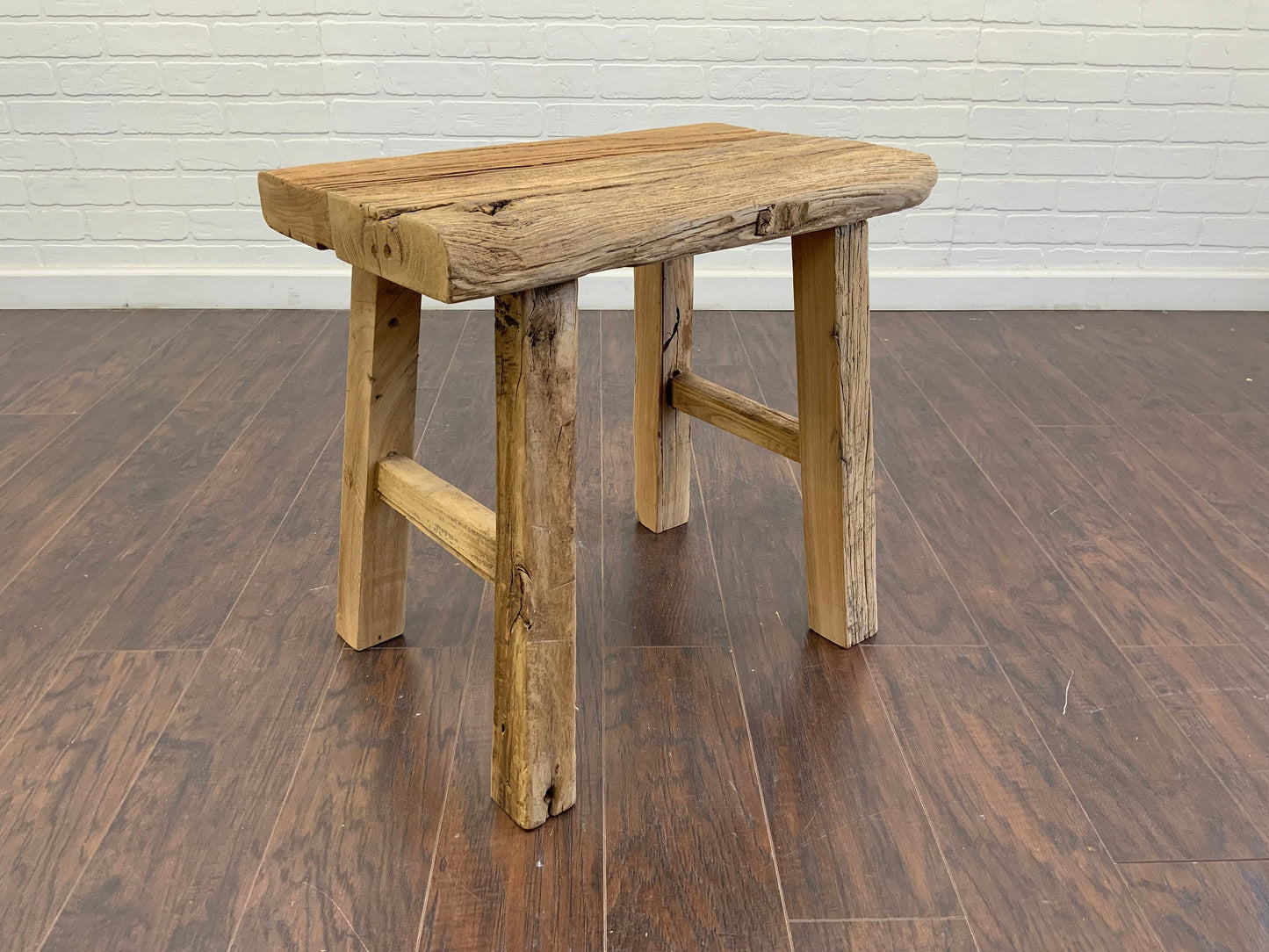 Reclaimed Elm Wood Rectangular A Frame Side Table/Stool