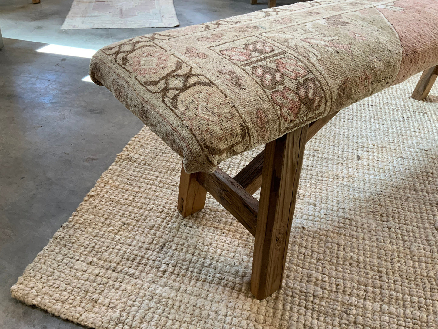 LG - Vintage Rug Upholstered Wood Bench