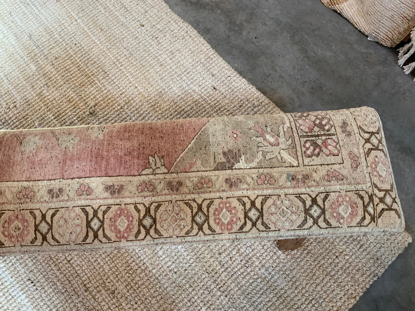 LG - Vintage Rug Upholstered Wood Bench